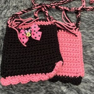- 2 hand made crochet girls bags